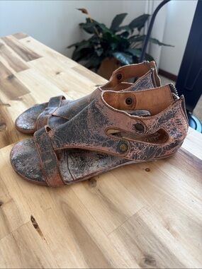 BED|STU Distressed Leather Slingback Gladiator Sandals
